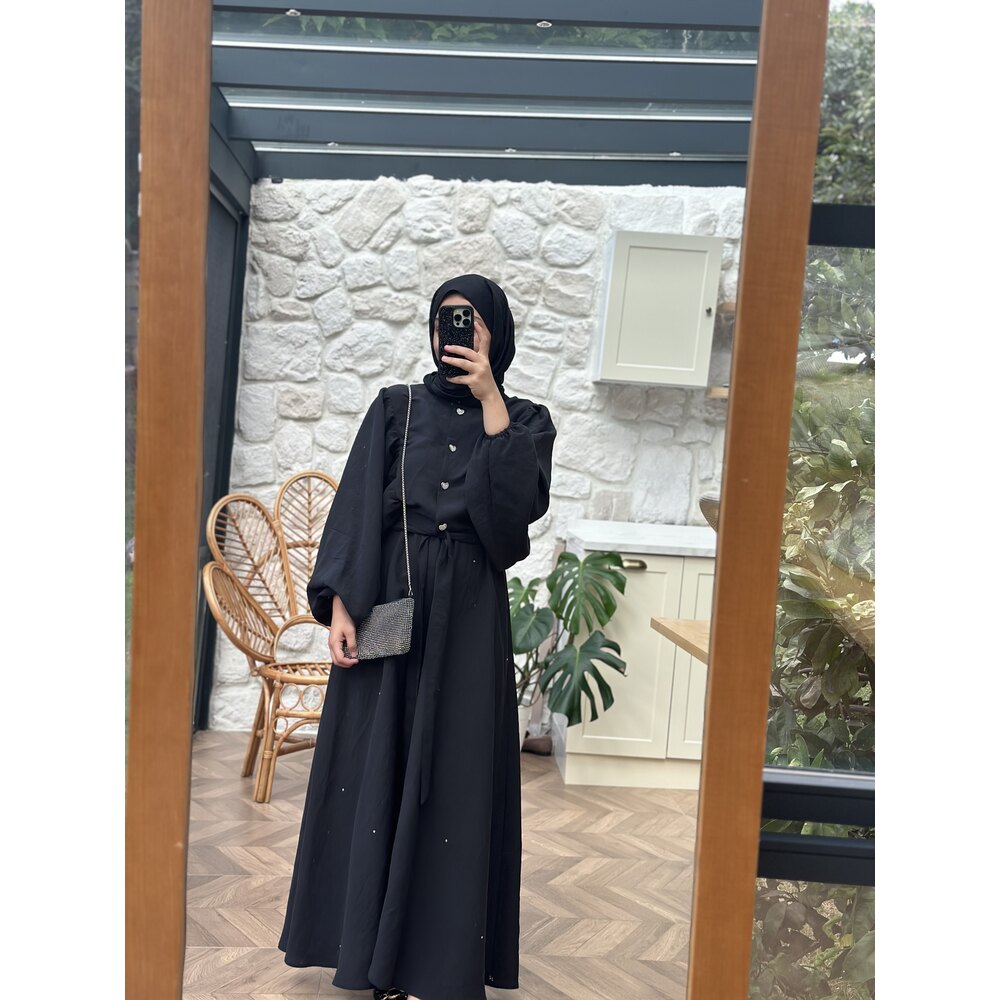 Eteği taşlı  etek&gömlek takım siyah