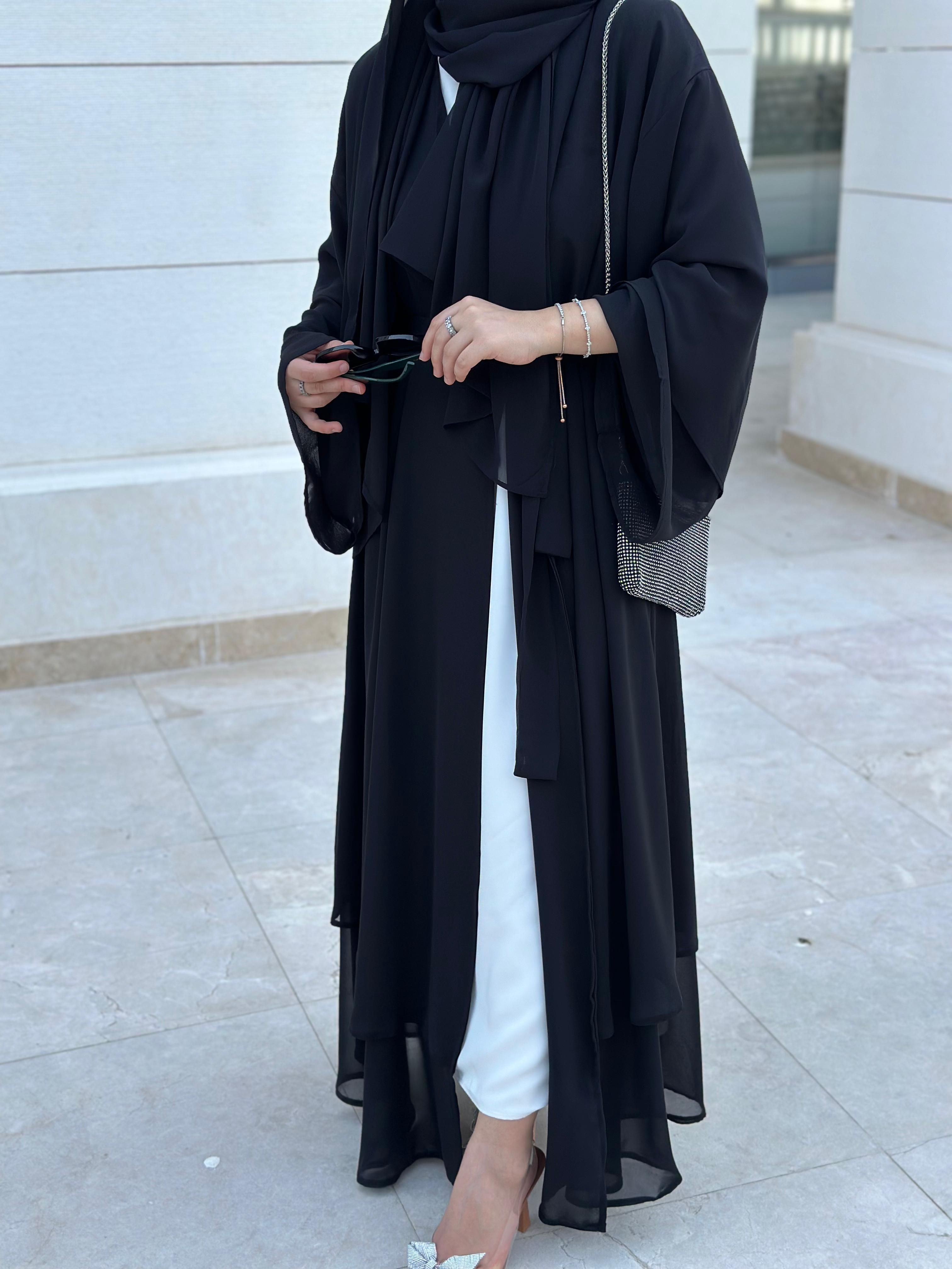 Siyah Şifon Abaya