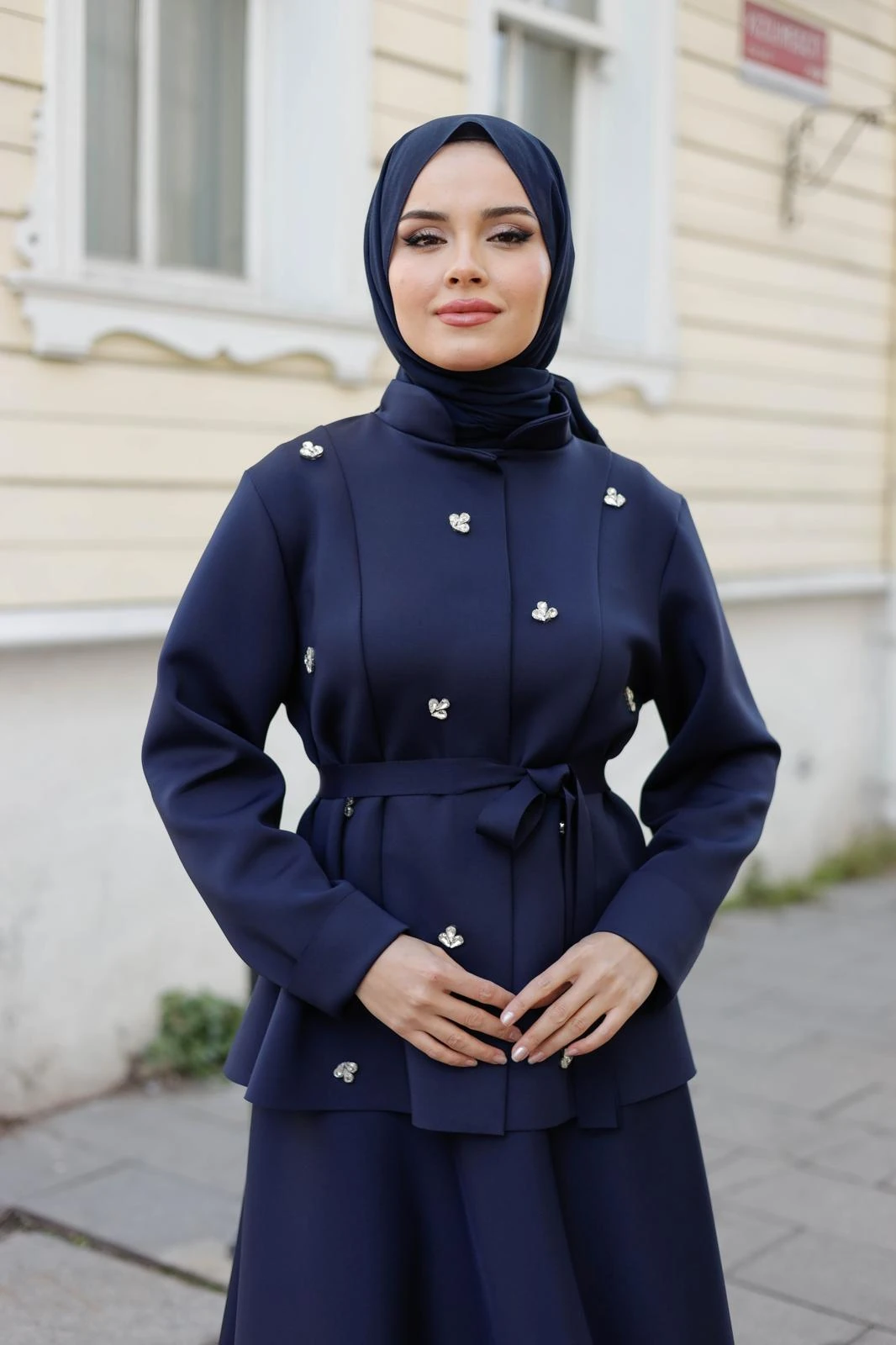 LACİVERT TAŞLI ETEK CEKET TAKIM