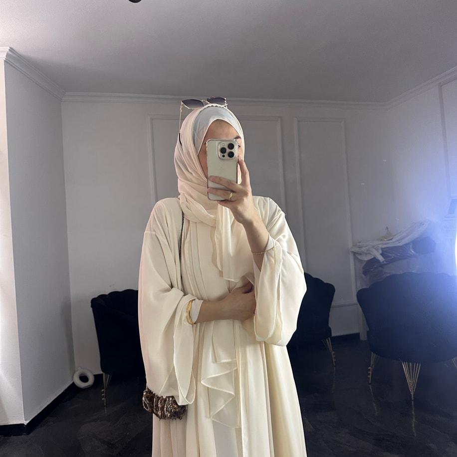 Abaya takım - Ekru