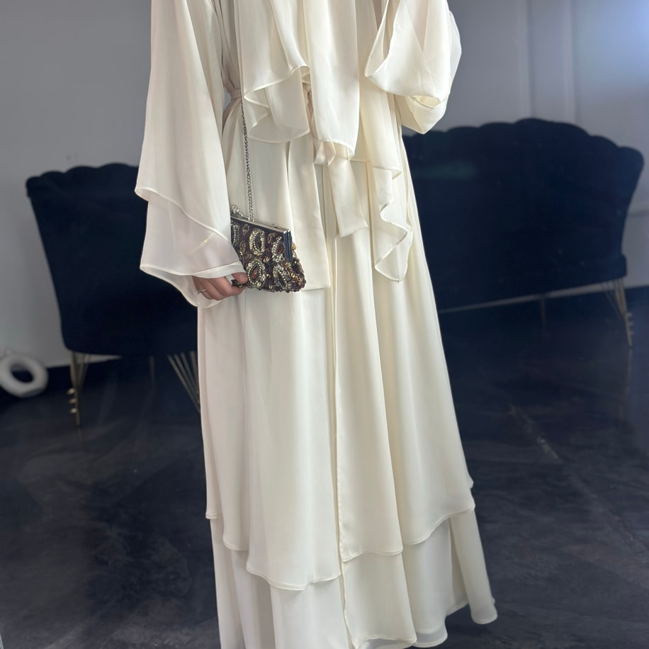 Abaya takım - Ekru