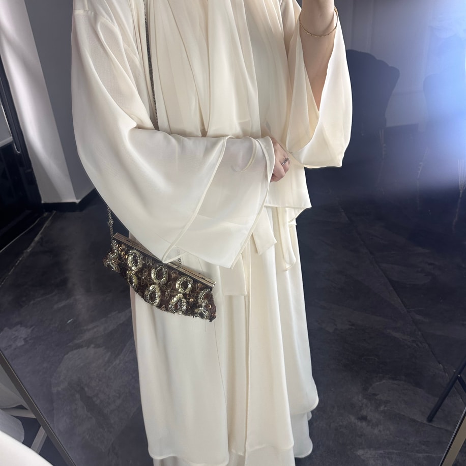 Abaya takım - Ekru