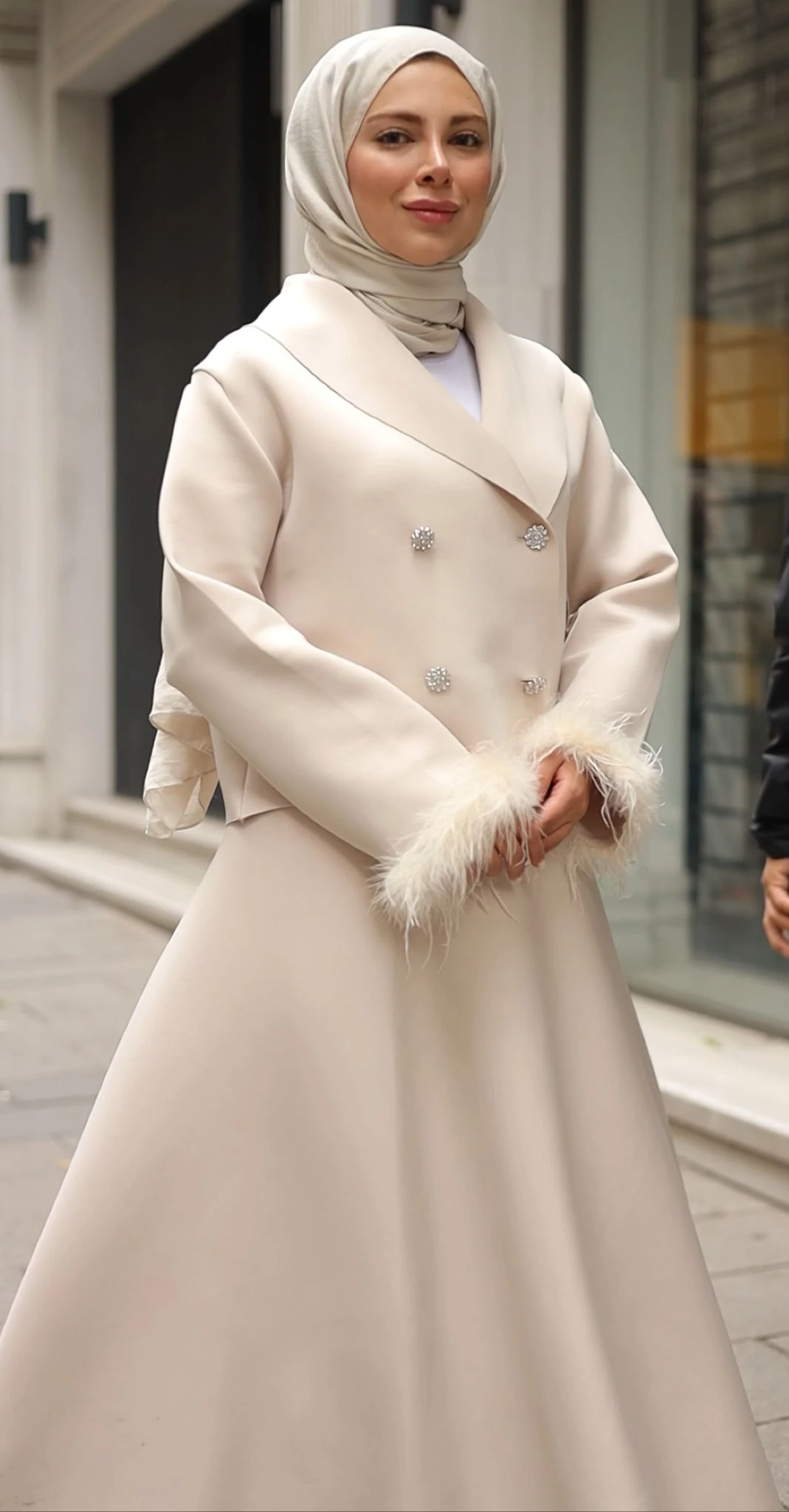 TAŞ RENGİ ETEK&CEKET TAKIM