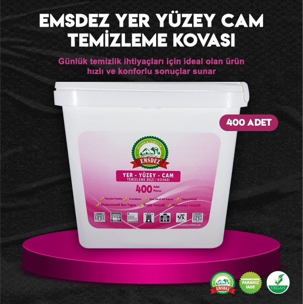 EMSDEZ YER-YÜZEY-CAM TEMİZLEME BEZİ 400Ad./KOVA