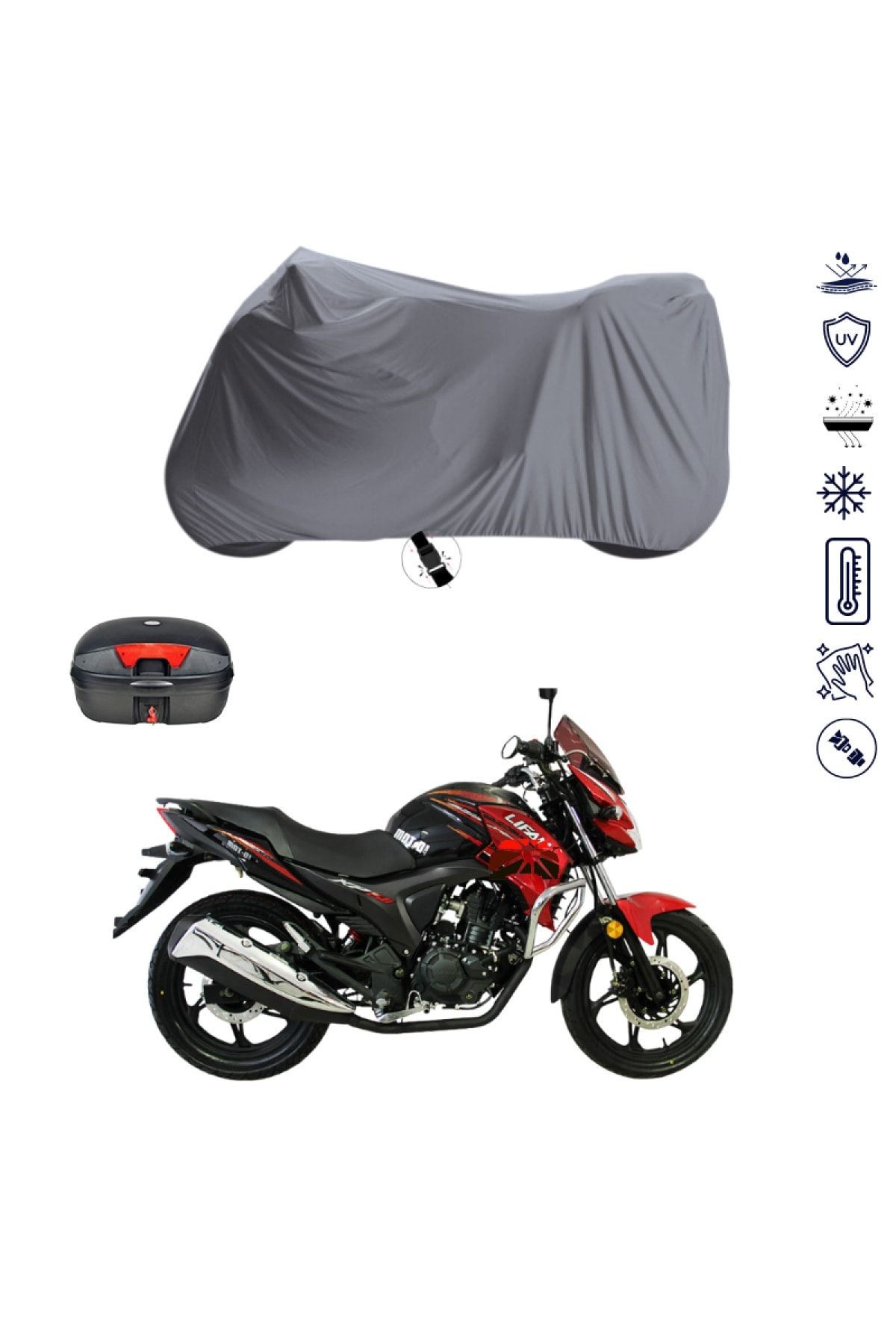 Maranta Thunder 250 Çantalı Motosiklet Branda Su Geçirmez Topcase Uyumlu Motor Branda