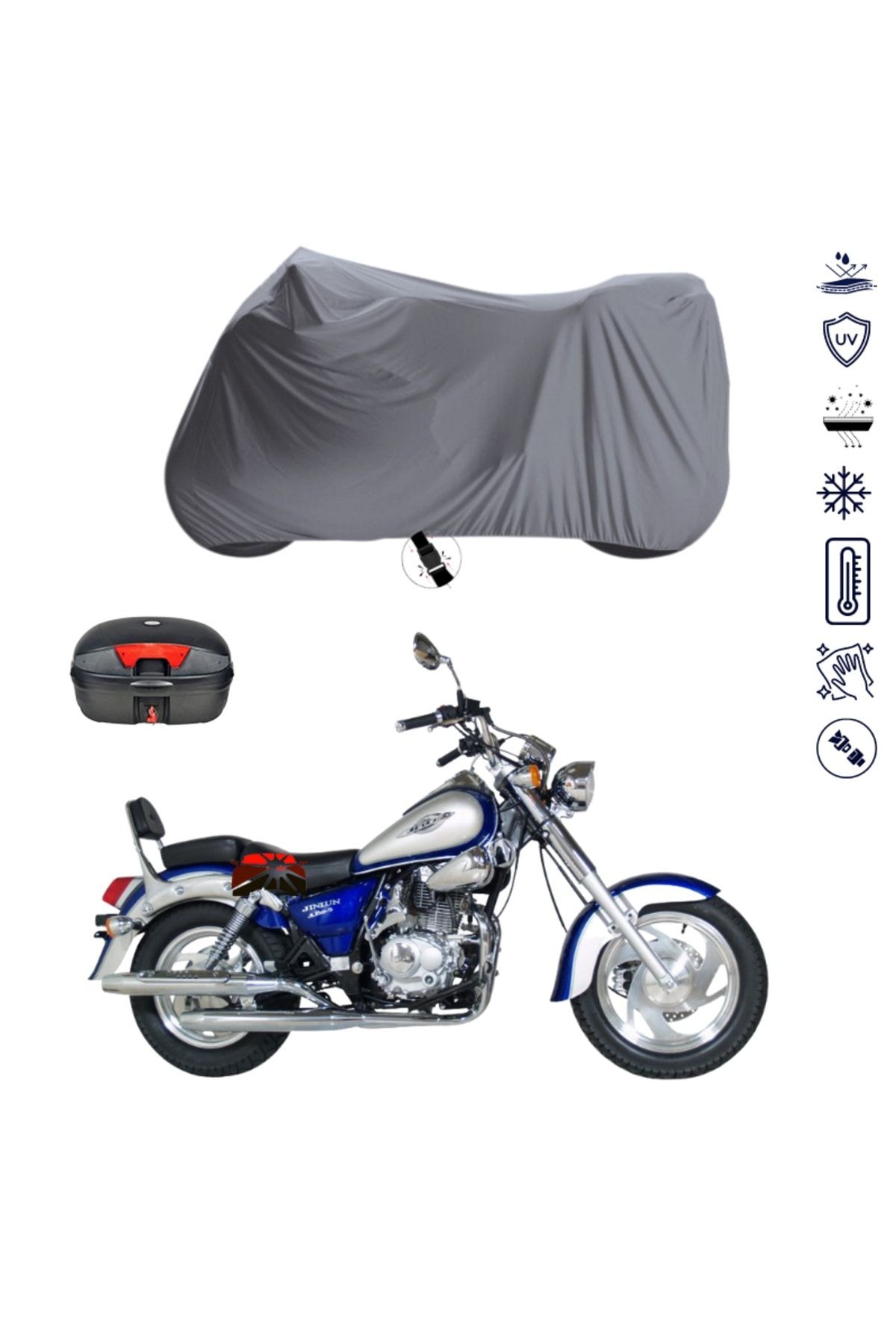 Jinlun Jl 150-5 Arka Çanta Uyumlu Motosiklet Branda Su Geçirmez Motor Branda