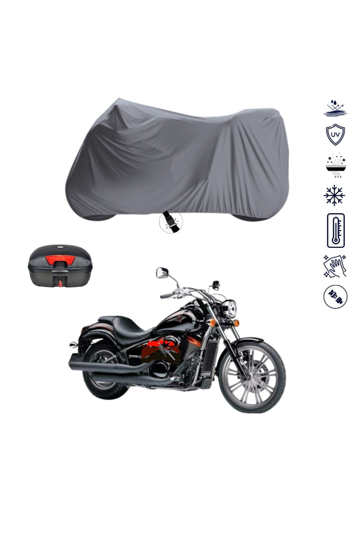 Kawasaki Vn 900 Custom Special Çantalı Motosiklet Branda Su Geçirmez Topcase Uyumlu Motor Branda