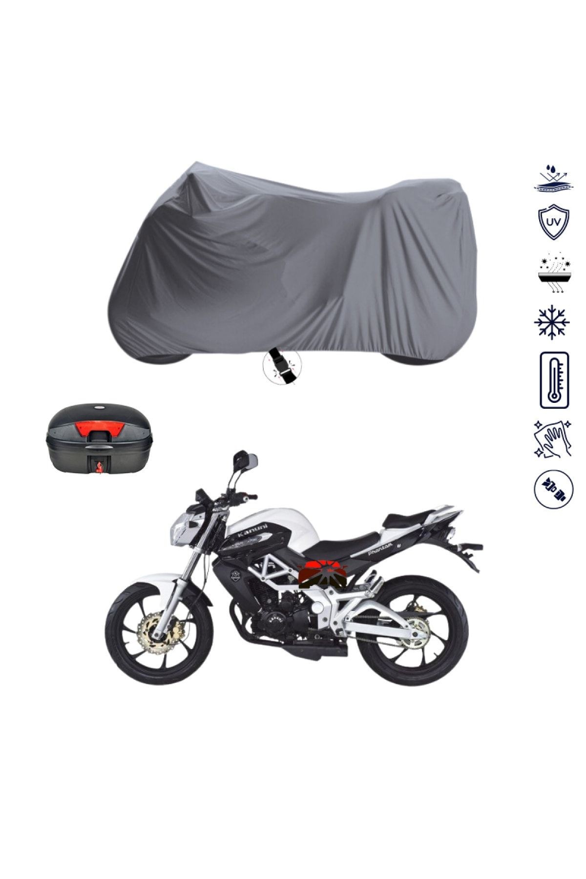 Kanuni Phantom Çantalı Motosiklet Branda Su Geçirmez Topcase Uyumlu Motor Branda