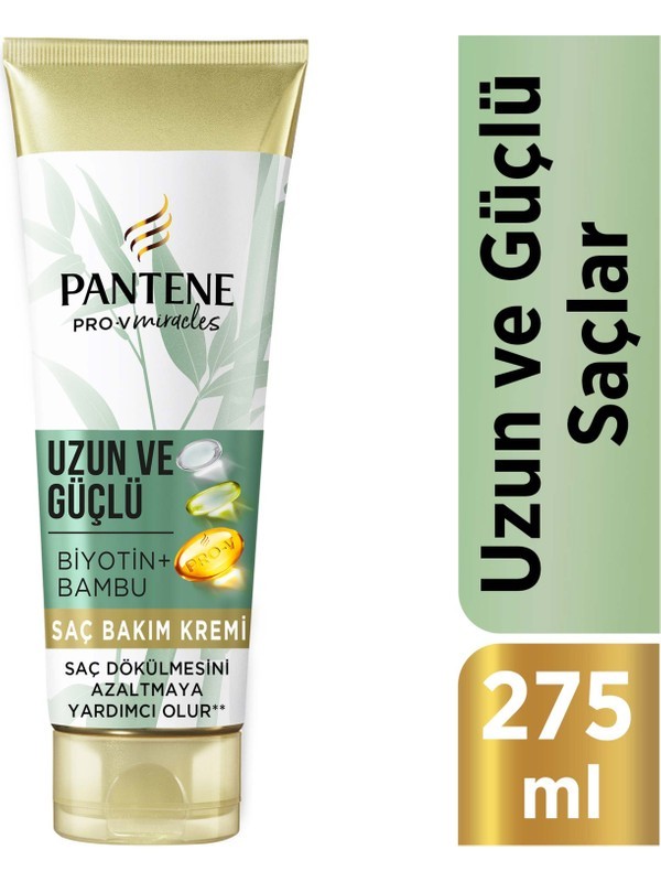 Pantene Uzun ve Güçlü Saç Bakım Kremi, Bambu ve Biyotinli, 275ml