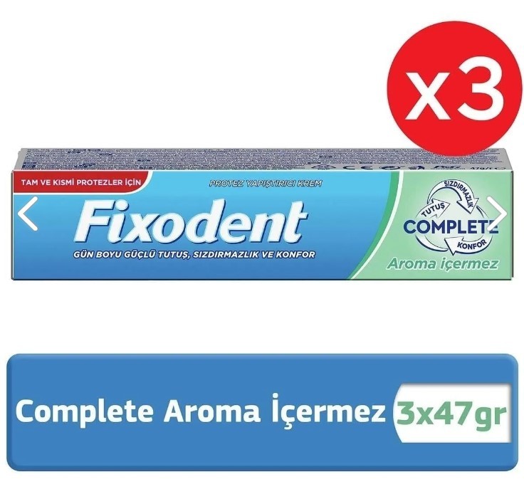 Fixodent Complete Aroma Içermez Diş Protez Yapıştırıcı Krem 47gr X 3 Adet