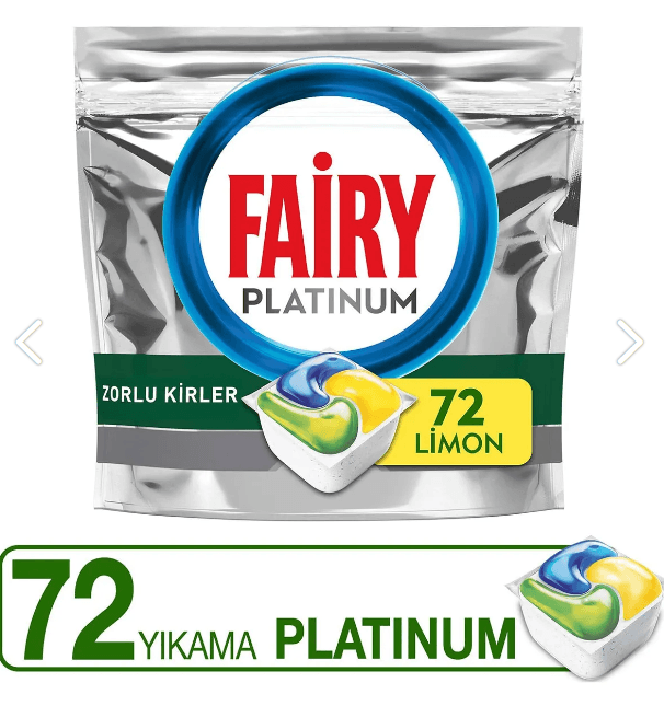 Platinum Bulaşık Makinesi Deterjanı Kapsülü/Tableti 72 Yıkama Limon Kokulu