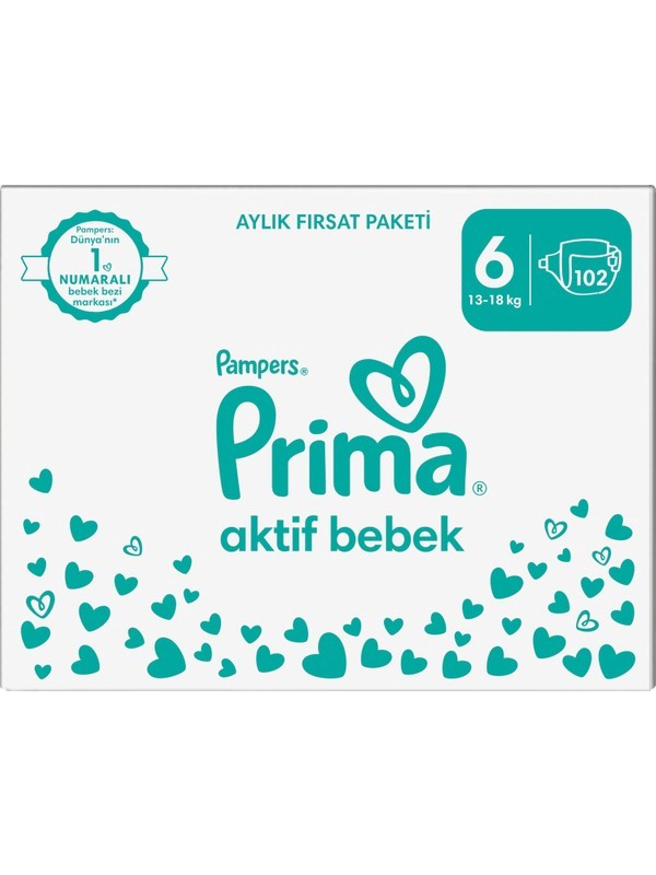 Prima Aktif Bebek 6 Beden 102li Aylık Fırsat Paketi ( 9365 )