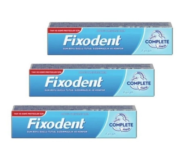 Fixodent Complete Ferah Diş Protez Yapıştırıcı Krem 47 gr X 3 Kutu