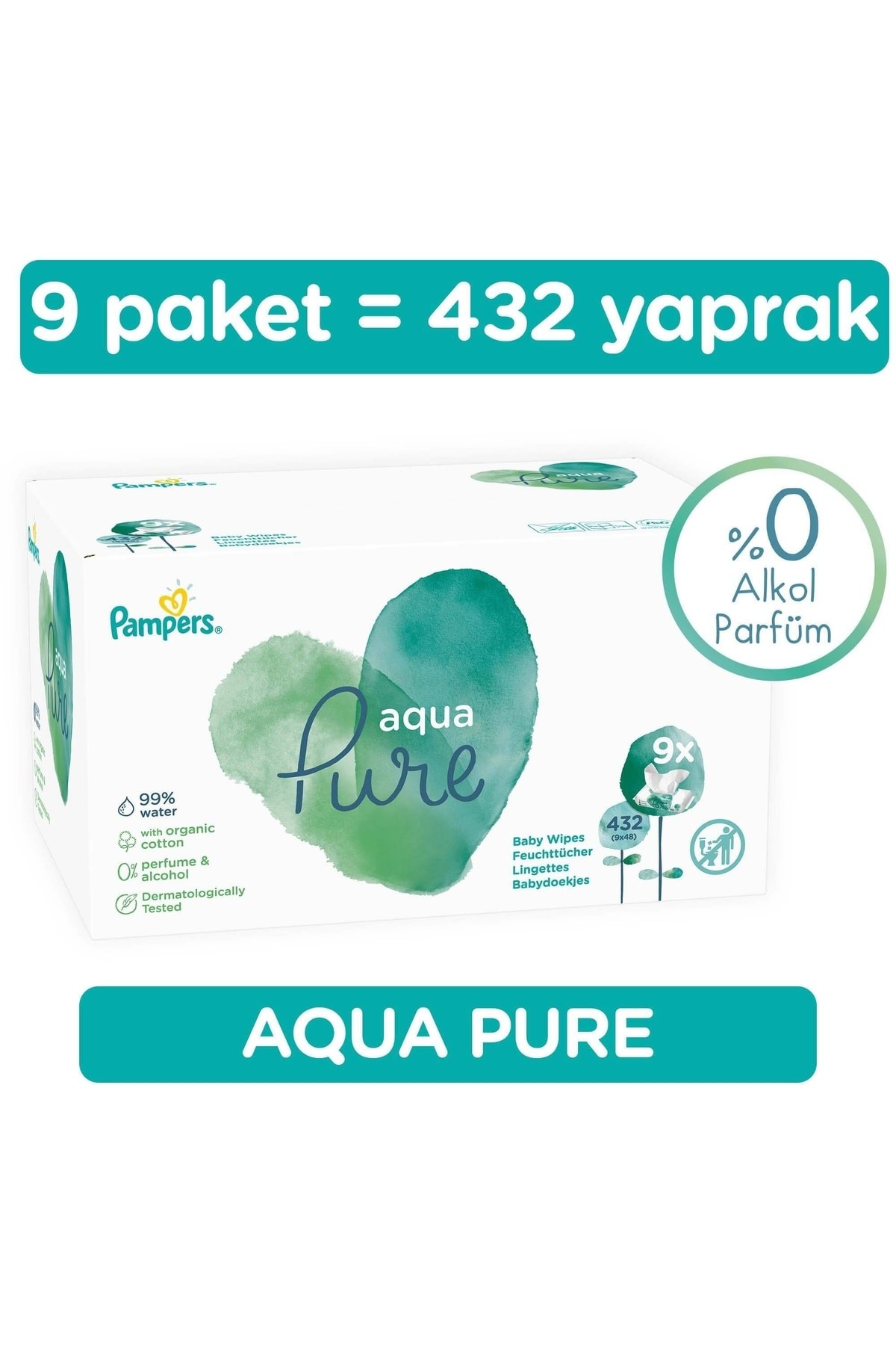 Islak Havlu Aqua Pure 9 Lu Fırsat Paketi (432 YAPRAK)