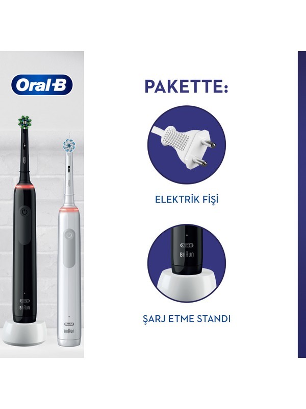 ORAL B ŞARJLI PRO3 3900 2Lİ SİYAH-BEYAZ ( 5478 )