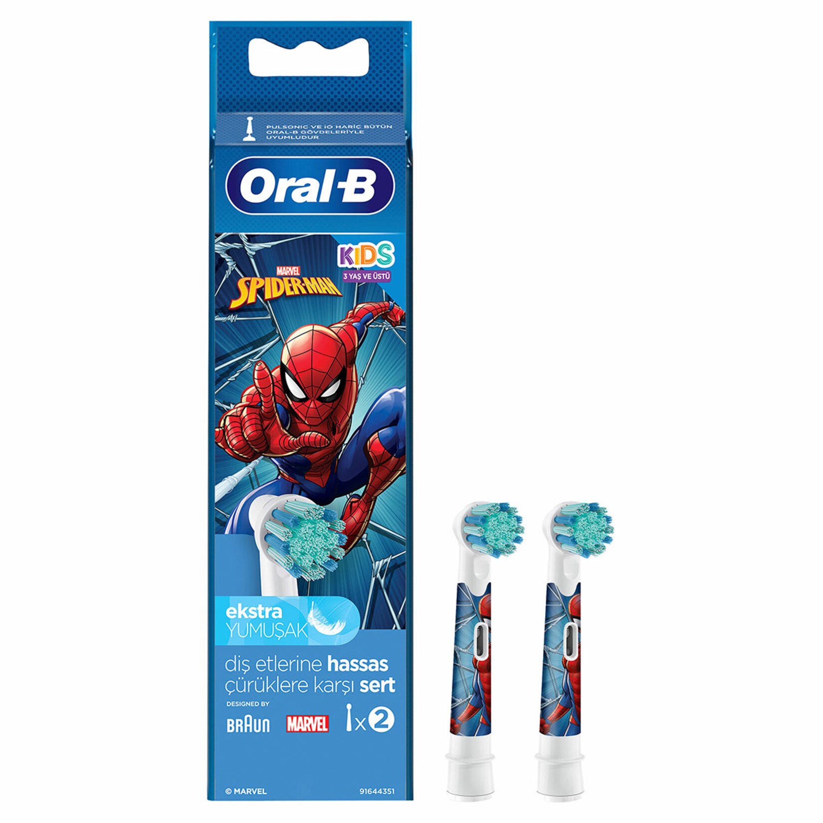Oral-B Şarjlı Diş Fırçası Yedek Başlık 2\'li Çocuk Spiderman