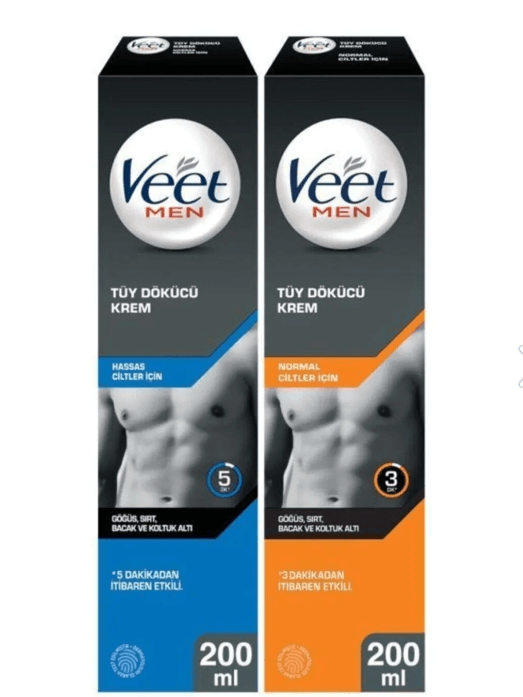Veet Hassas Erkeklere Özel Tüy Dökücü 200ml+Veet Men Normal Erkeklere Özel Tüy Dökücü 200ml