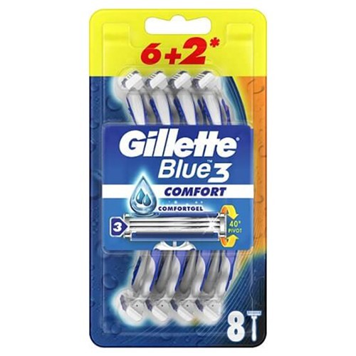 Gillette Blue3 Comfort Kullan-At Tıraş Bıçağı - 8\'li