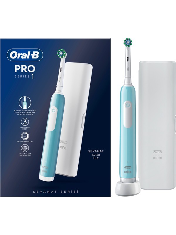 Oral-B Pro Series 1 Şarjlı Diş Fırçası Mavi + Seyahat Kabı ( 4576 )