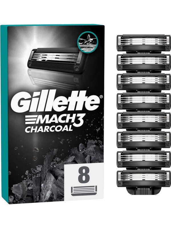 Gillette Mach3 Charcoal Avantajlı Yedek Tıraş Bıçağı 8'li