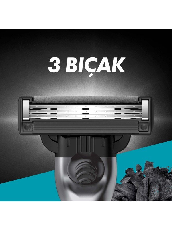 Gillette Mach3 Charcoal Yedek Tıraş Bıçağı 4'lü