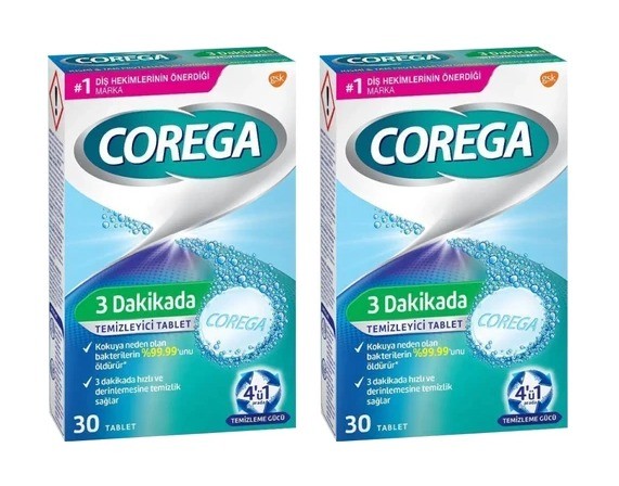 Corega Diş Protezi Temizleyici Tablet 30'lu - 2 Adet