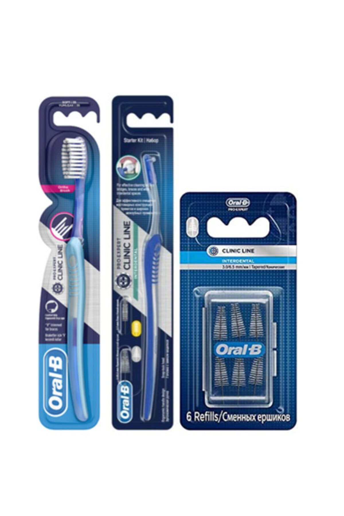 Oral-B Arayüz Diş Fırçası + Ortodontik Diş Fırçası 35 Soft + Arayüz Eğimli Yedek Fırça 6'lı
