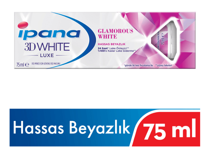 İpana 3D White Luxe Glamourous White Beyazlatıcı Diş Macunu 75 ML ( 7832 )