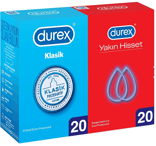 Durex Yakın Hisset + Klasik Prezervatif 40'lı Ekonomik Paket