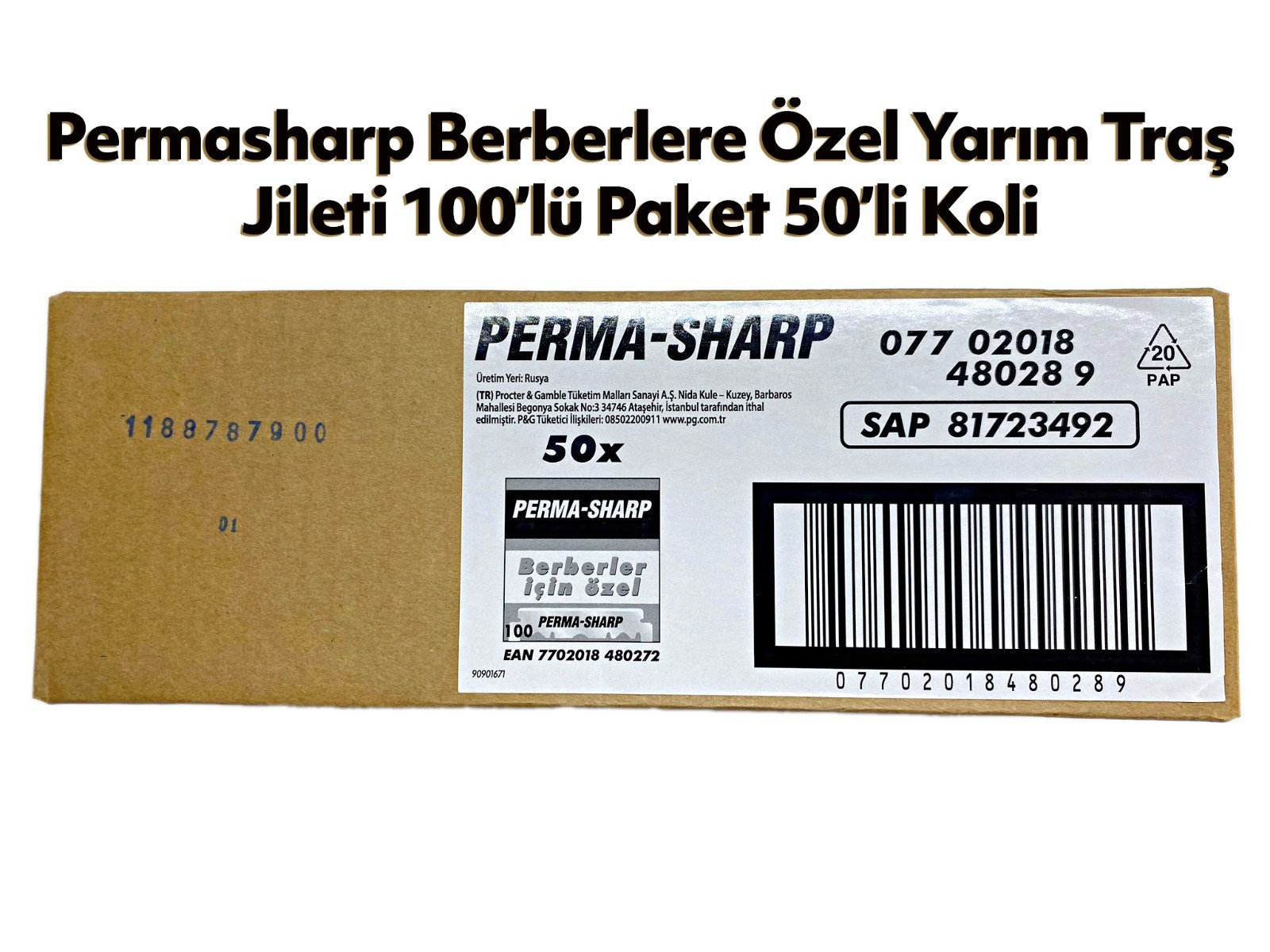 Permasharp Berberlere Özel Yarım Traş Jileti 100'lü Paket 50'li Koli ( 0289 )