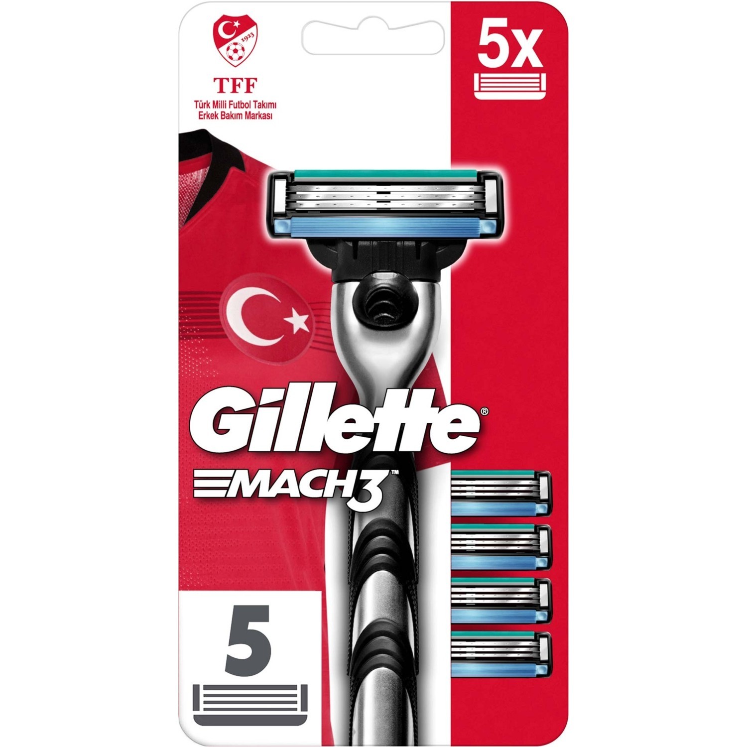 Gillette Mach3 Tıraş Makinesi + 5 Yedek Milli Takım Özel Paketi