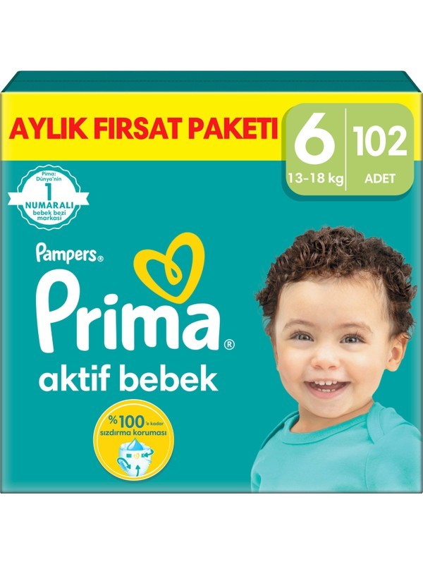 Prima Aktif Bebek 6 Beden 102li Aylık Fırsat Paketi ( 9365 )