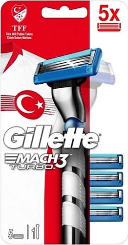 Gillette Mach3 Turbo Tıraş Makinesi + 5 Yedek Bıçak Milli Takım Özel Paketi