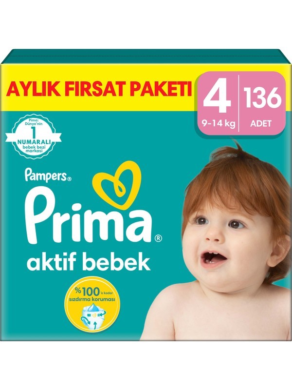 Prima Aktif Bebek 4 Beden 136lı Aylık Fırsat Paketi ( 0917 )