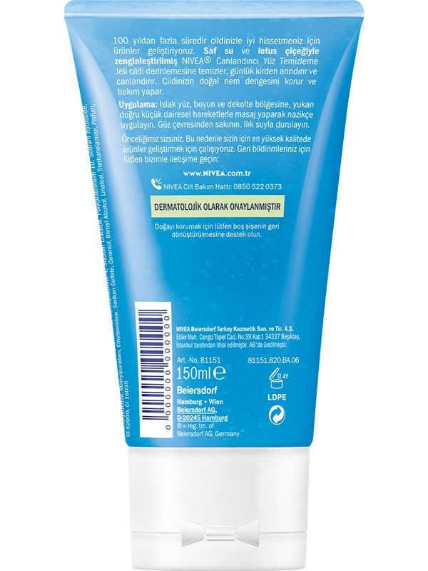 NİV.CAN.YÜZ TEM.JELİ TÜP 150ML 9233