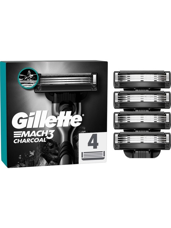 Gillette Mach3 Charcoal Yedek Tıraş Bıçağı 4'lü