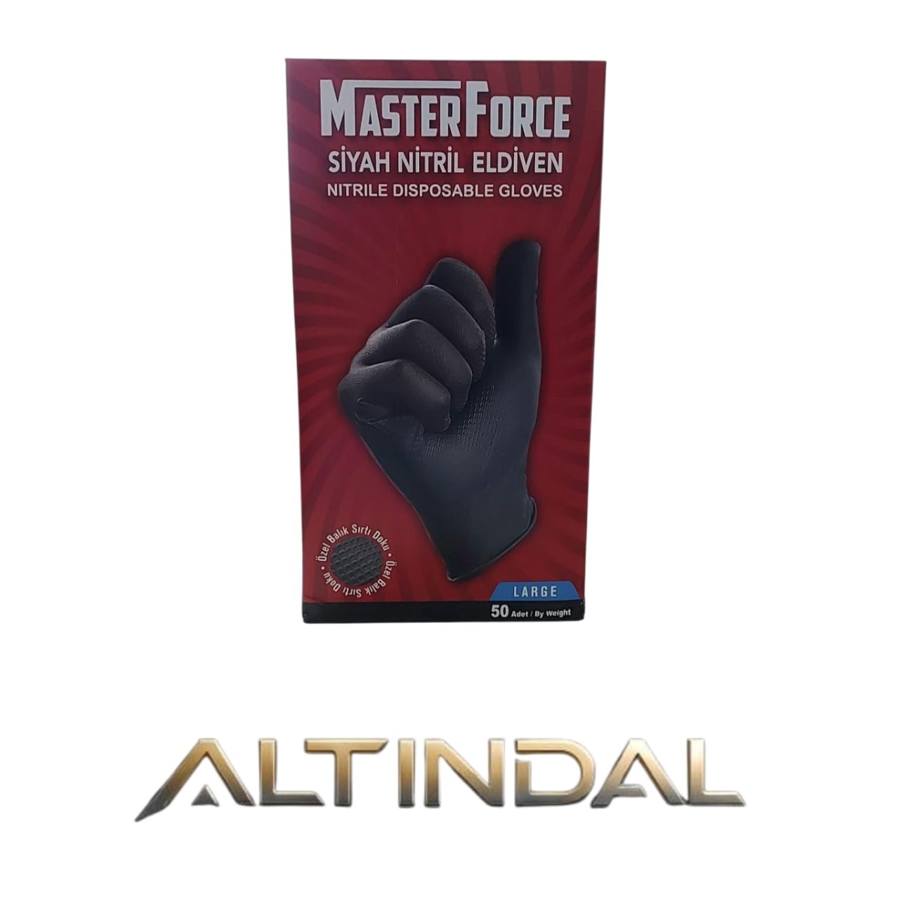 Master Force Balık Sırtı Nitril Eldiven (L BEDEN) 50'li Siyah