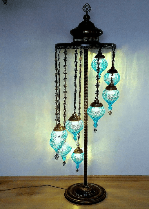 Glass Ottoman Blue Floor Lamp