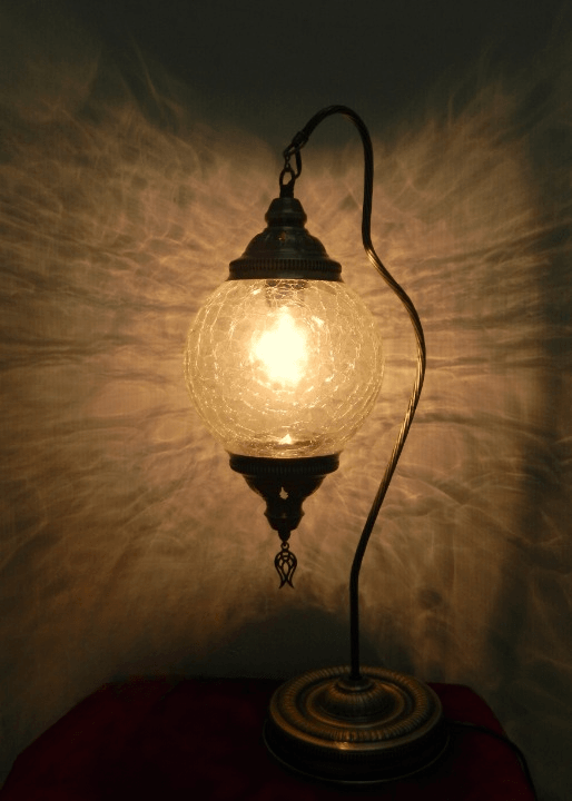 Glass Ottoman Swan Neck Table Lamp
