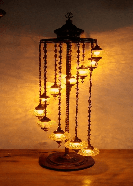 Glass Ottoman Eleven Bulb Floor Lamp
