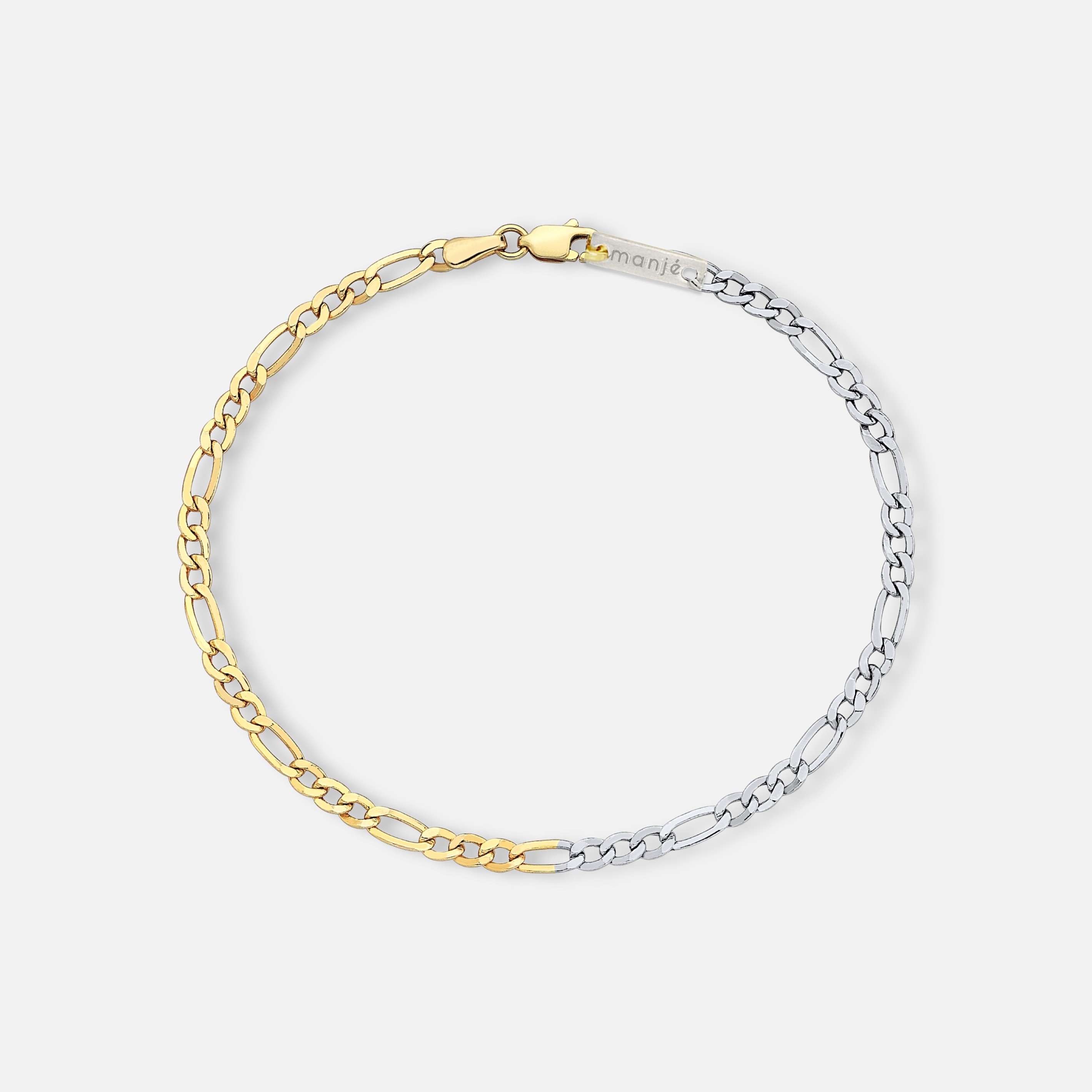 3mm figaro chain bracelet - gold & silver