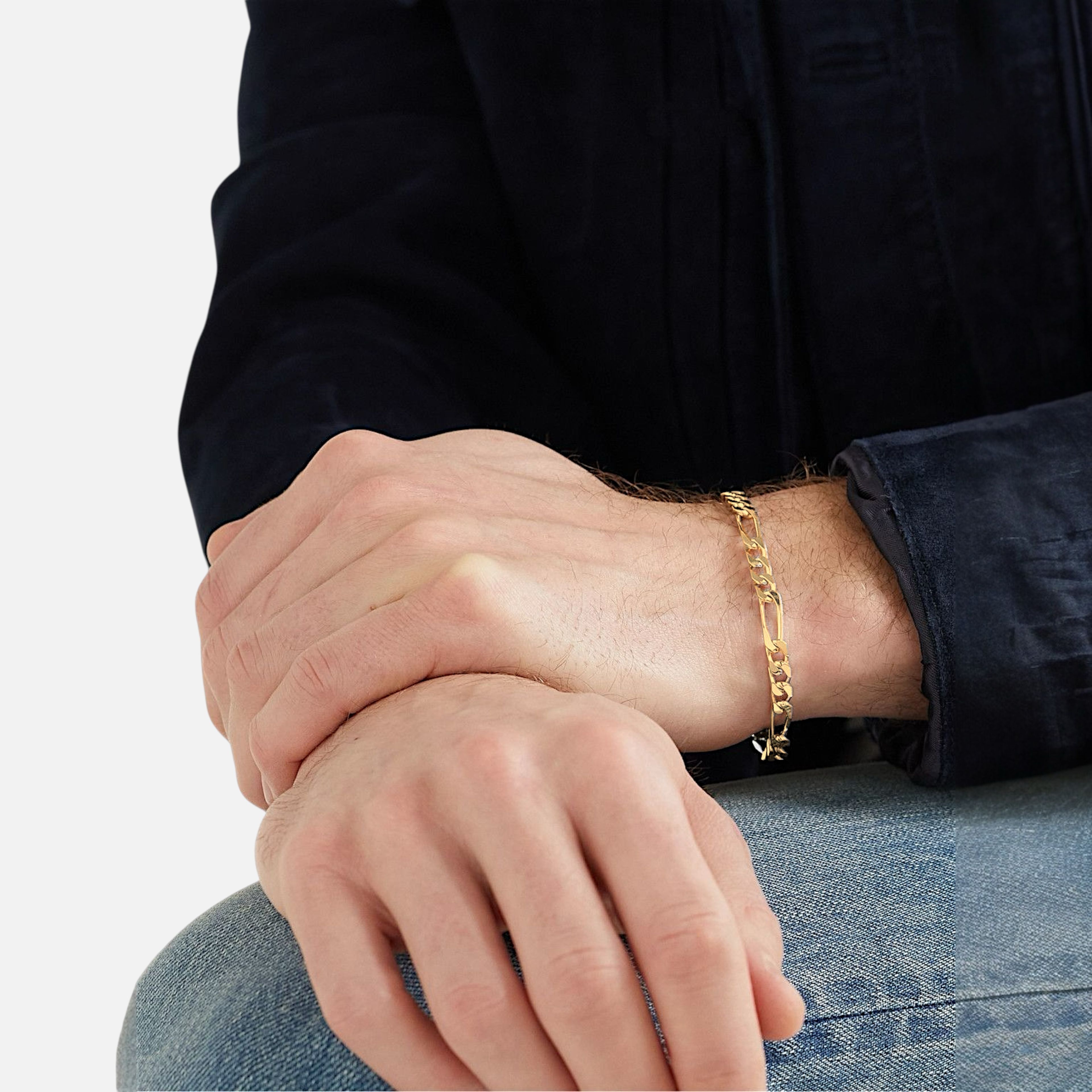 4.5 mm mid figaro chain bracelet - altın