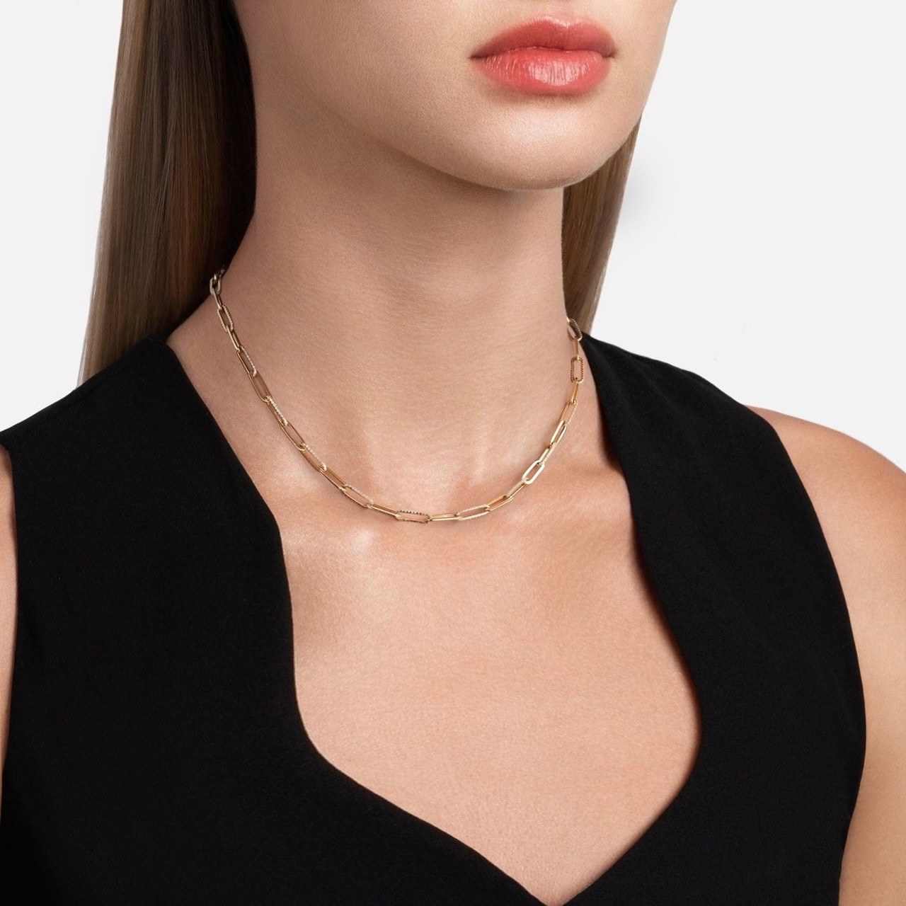 slim paperclip chain choker - gold vermeil