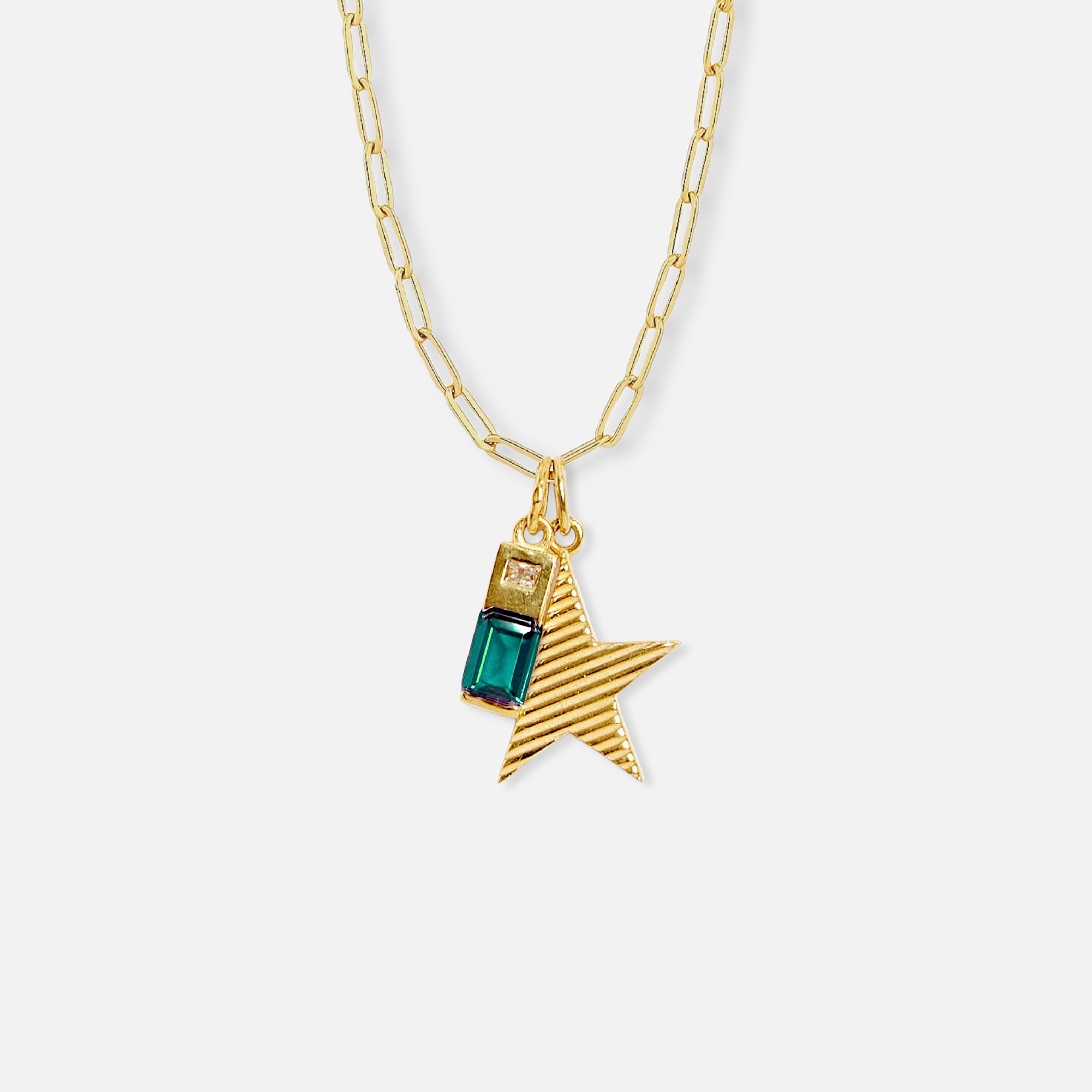green perfect mismatch necklace, bold chain