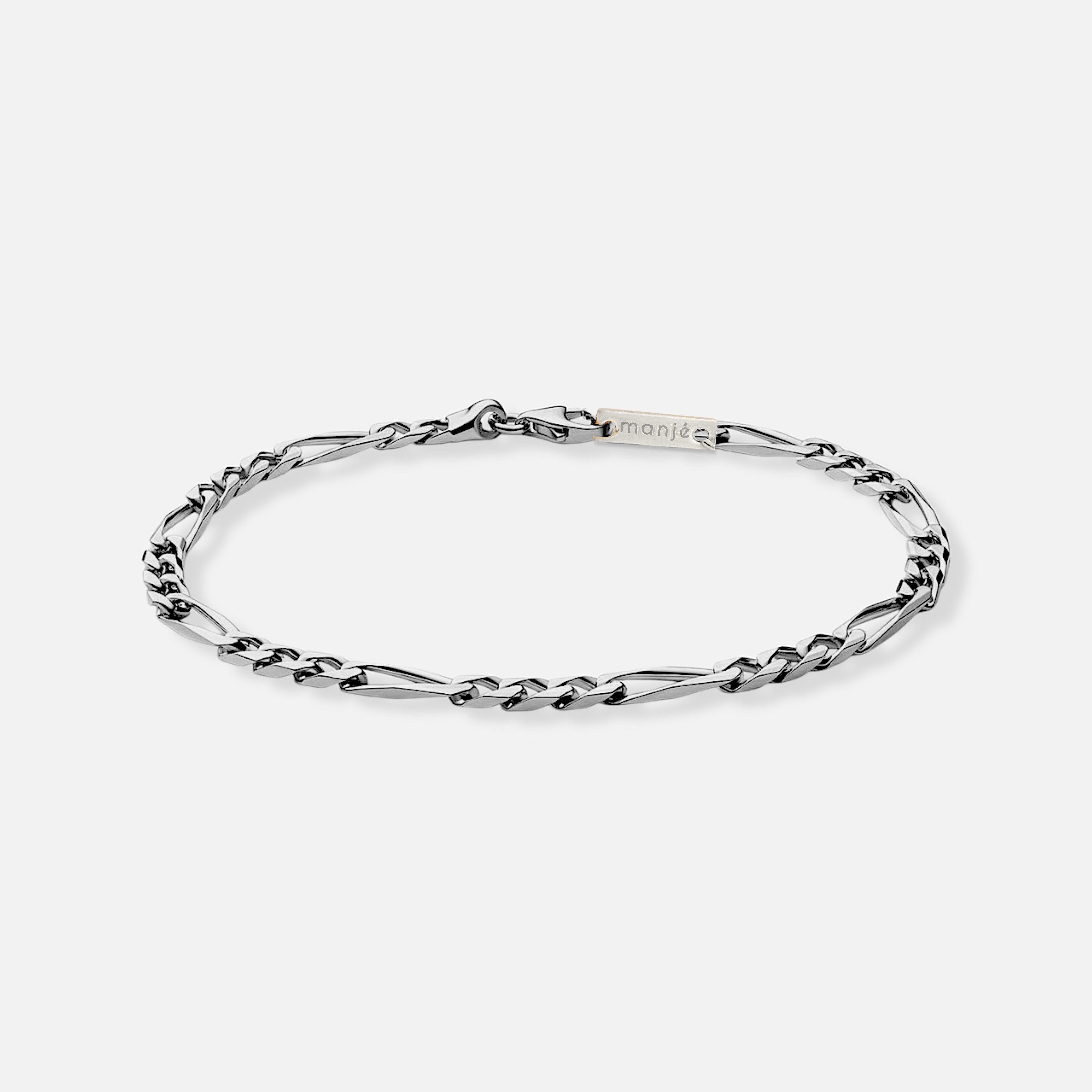 3mm figaro chain bracelet - sterling silver