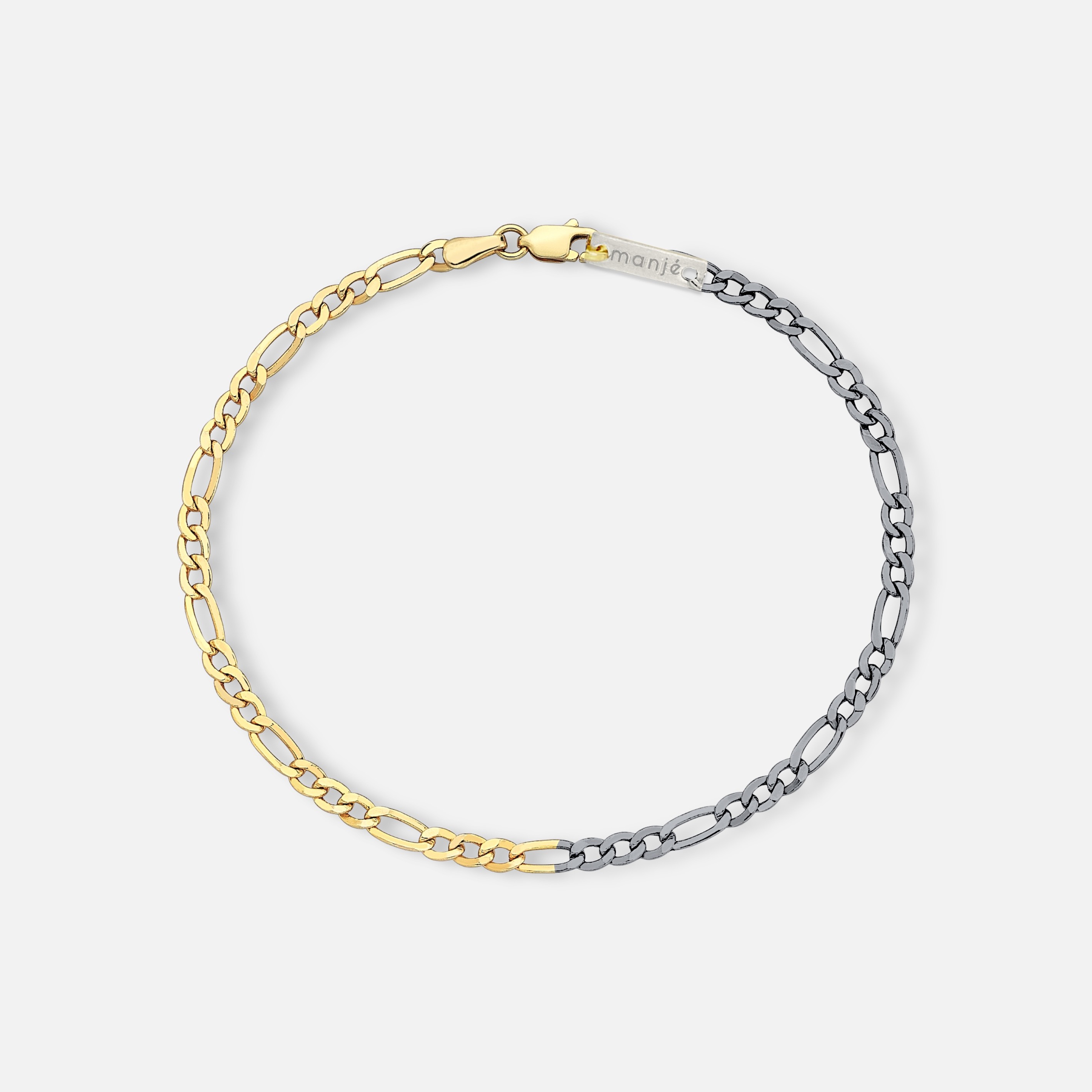 3mm figaro chain bracelet - gold & oxidized