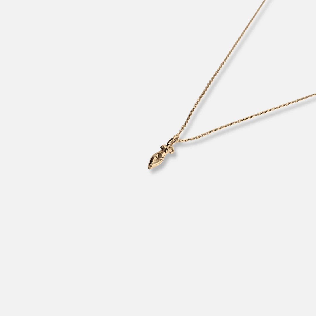statue of a lady necklace - gold vermeil