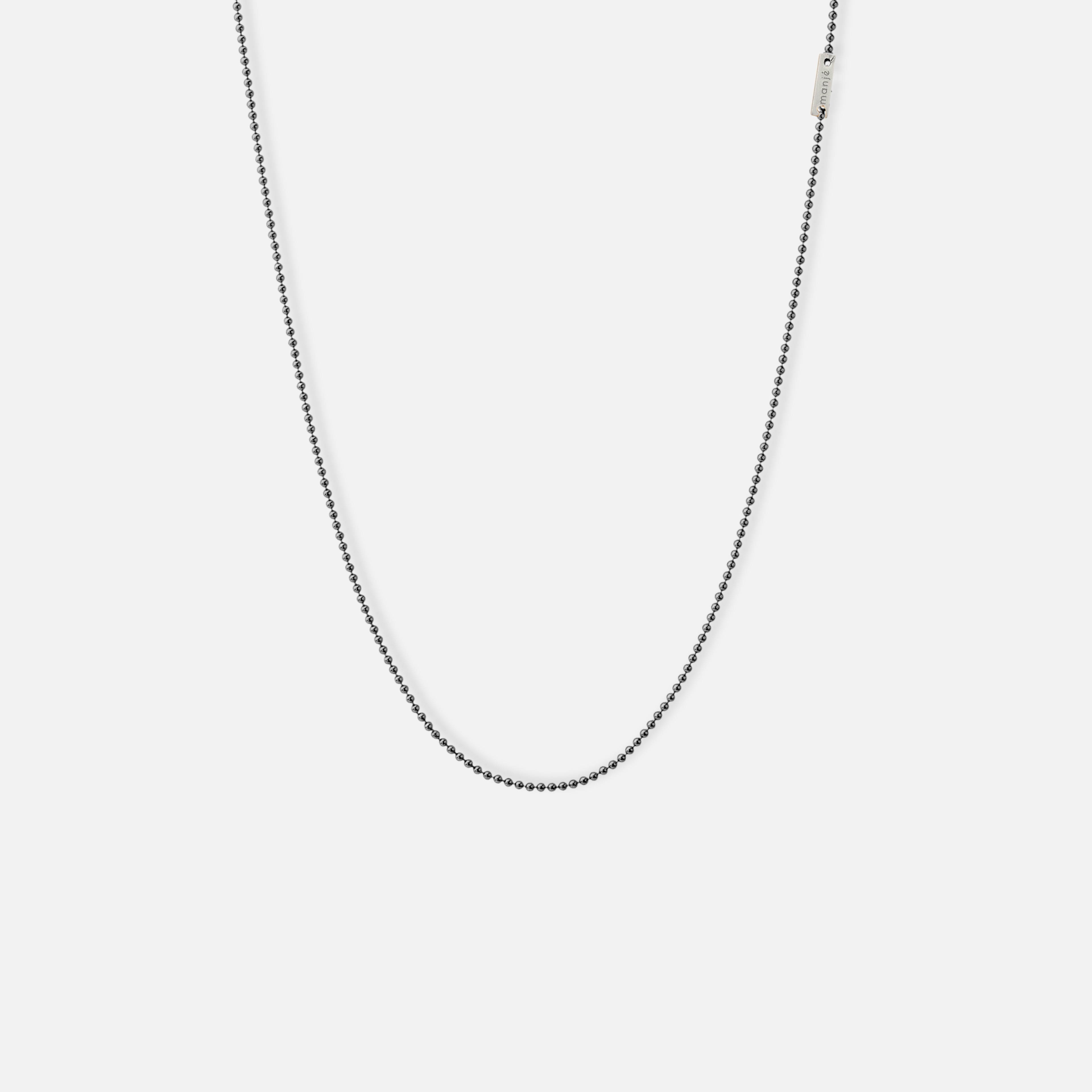 slim beaded chain necklace - siyah rodyum