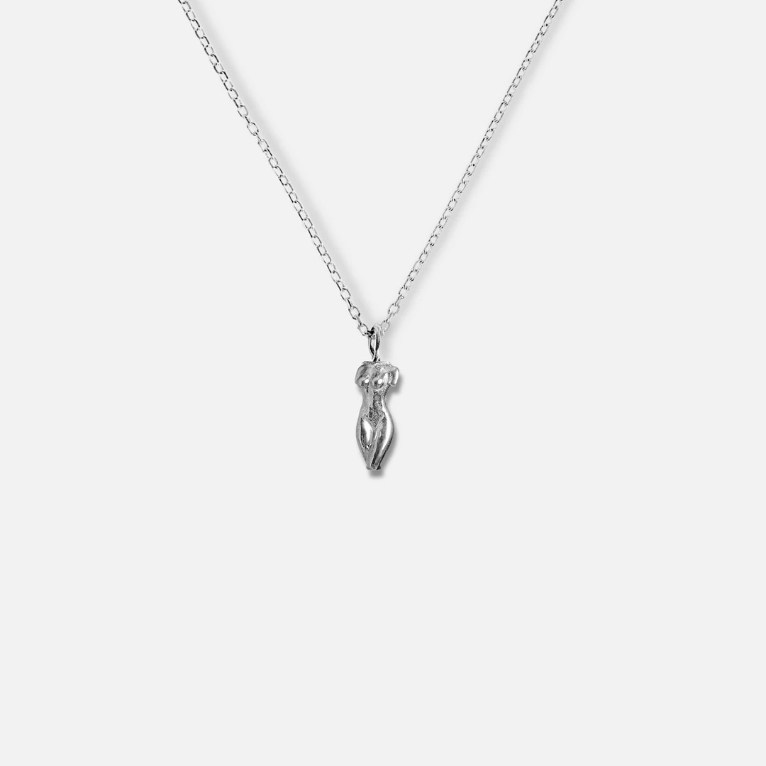 statue of a lady necklace - sterling silver