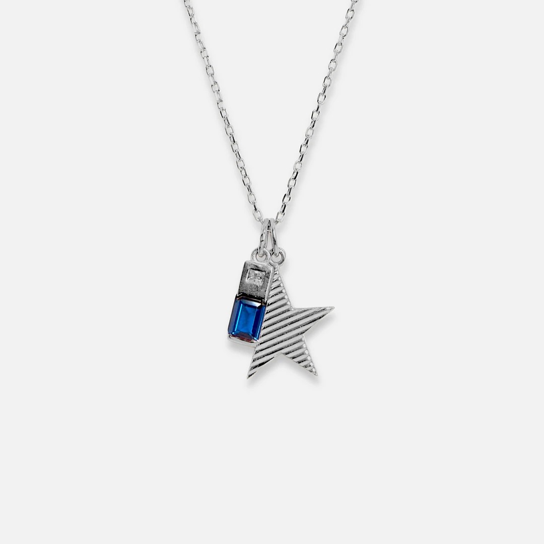 blue perfect mismatch necklace, soft chain - sterling silver
